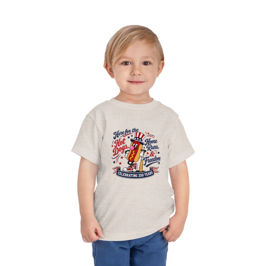 Patriotic 'Here for the Hot Dogs' Toddler Tee — 4th of July Kids Shirt
