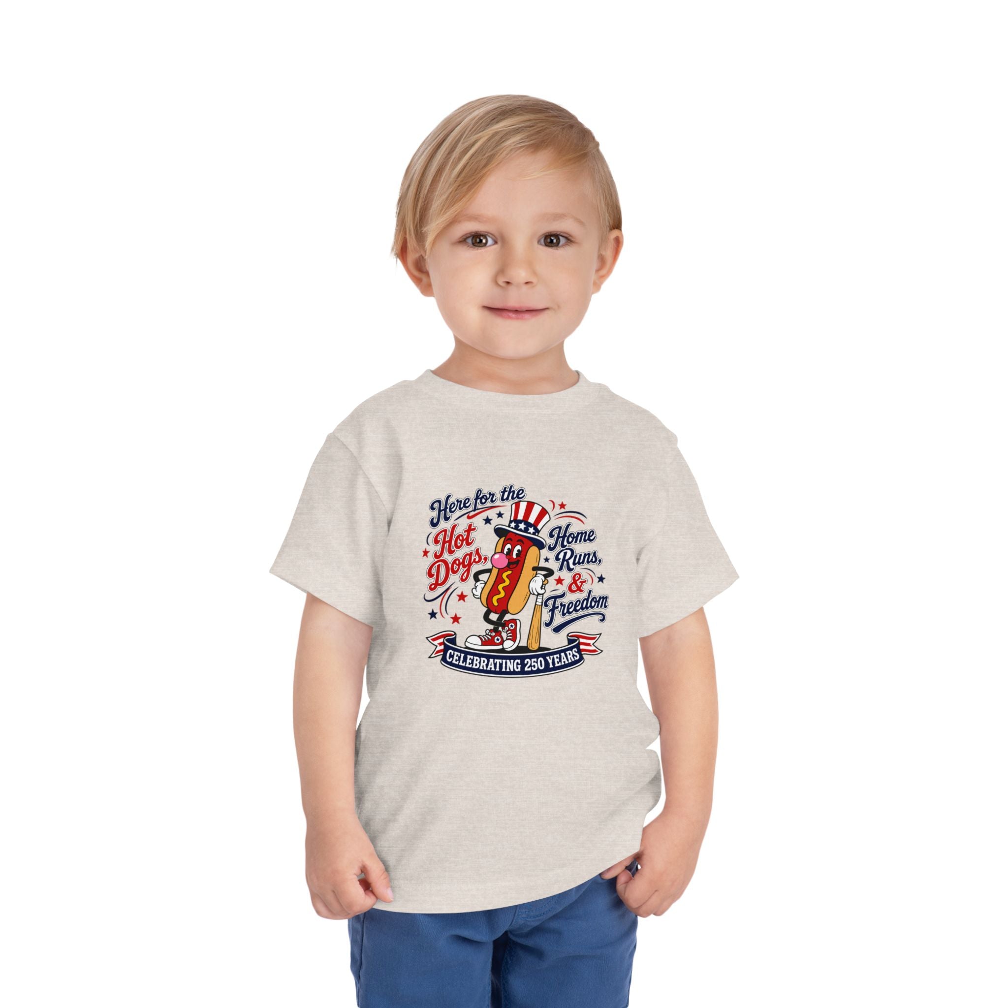 Patriotic 'Here for the Hot Dogs' Toddler Tee — 4th of July Kids Shirt