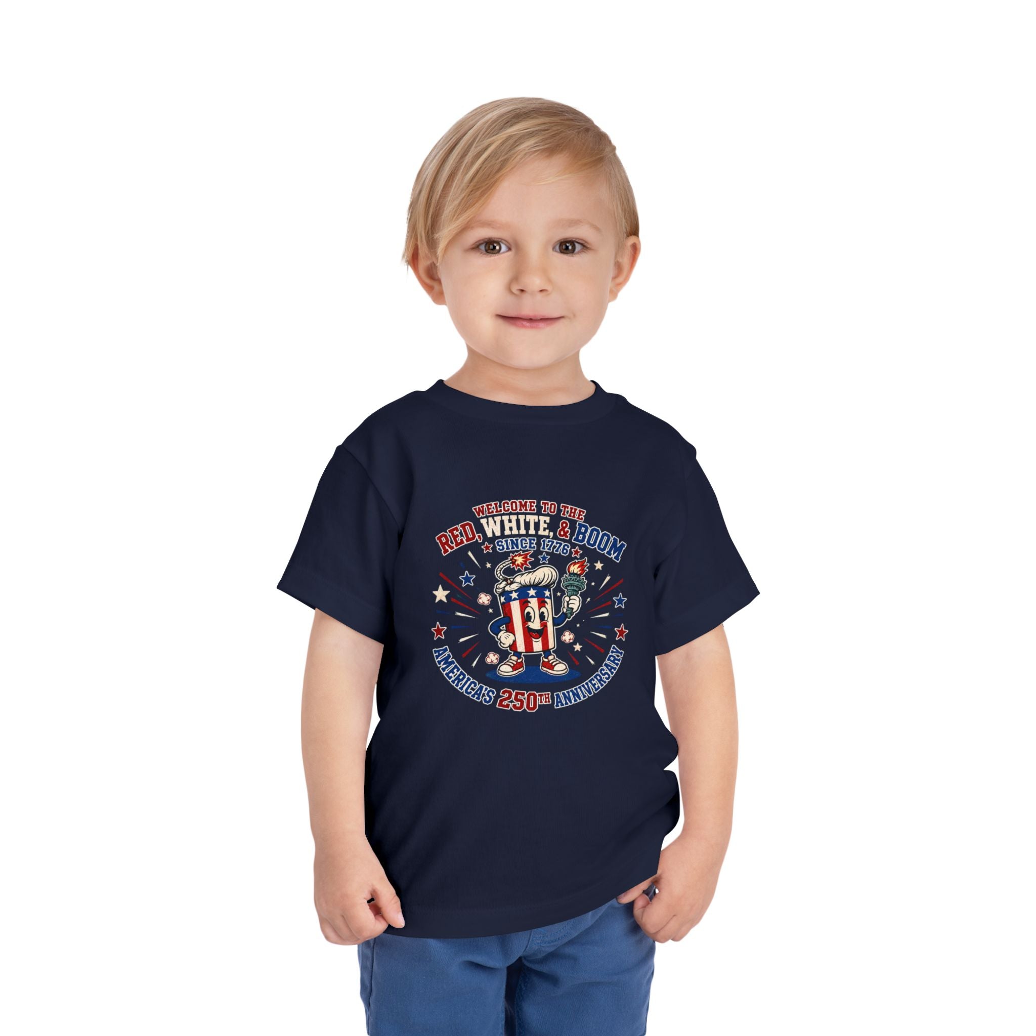 Toddler Tee - "Red, White & Boom" America's 250th Anniversary Patriotic Shirt