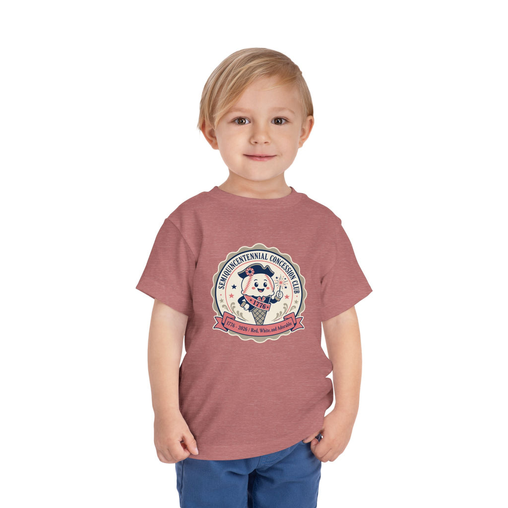 Retro Ice Cream Mascot Toddler Tee – Semiquincentennial Concession Club Kids Shirt (1776–2026)