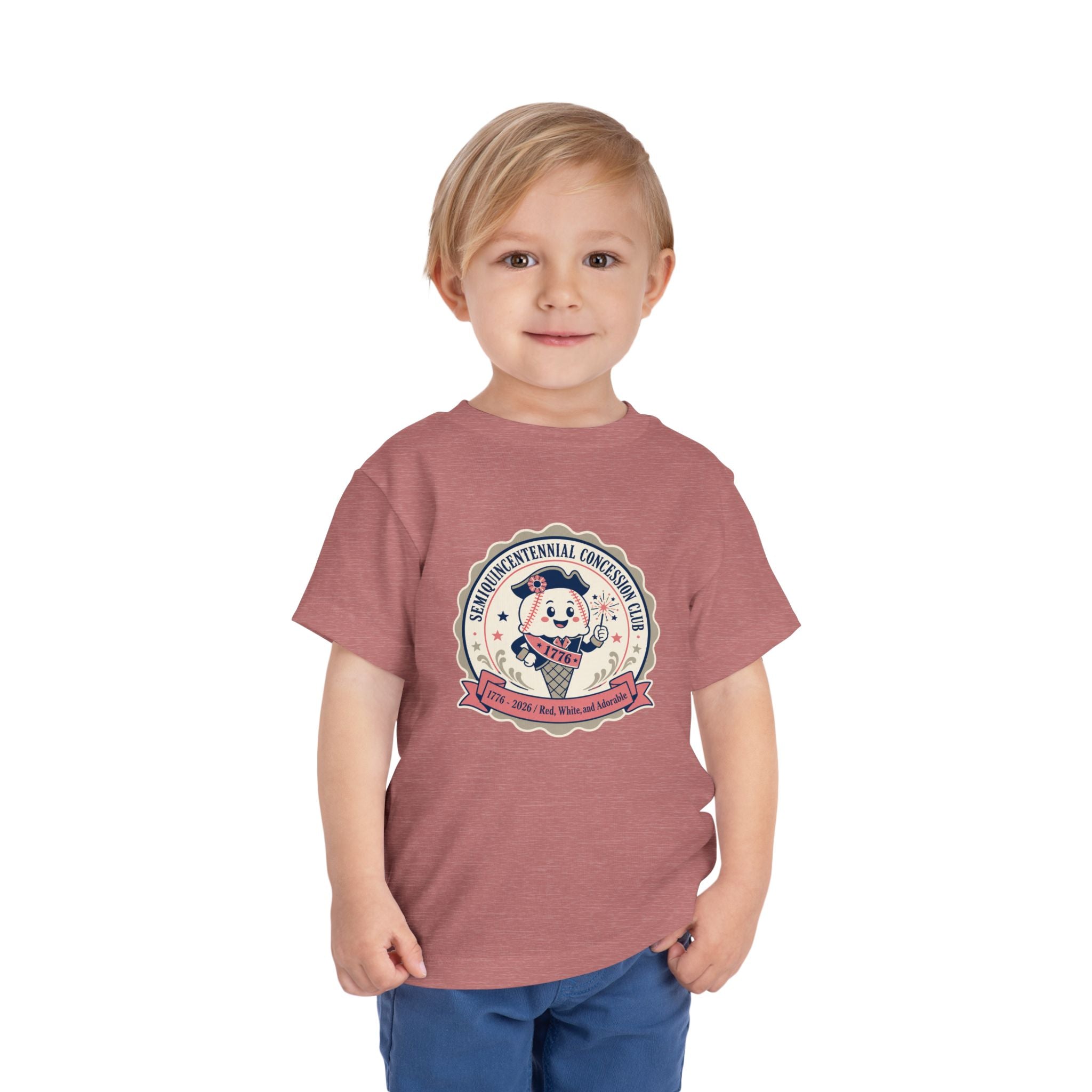 Retro Ice Cream Mascot Toddler Tee – Semiquincentennial Concession Club Kids Shirt (1776–2026)