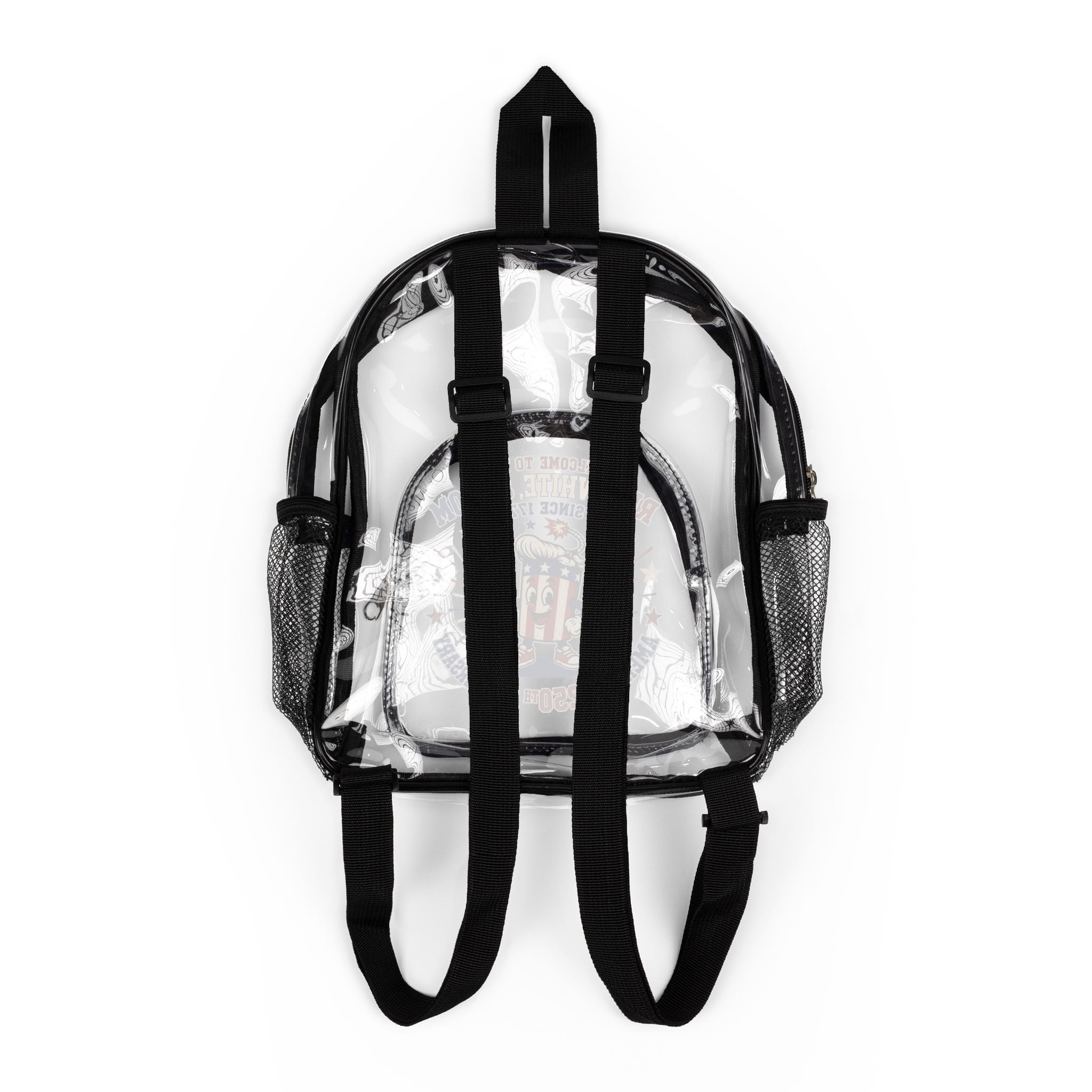 Clear Stadium Backpack — Transparent School & Game Day Bag with Front Logo Pocket