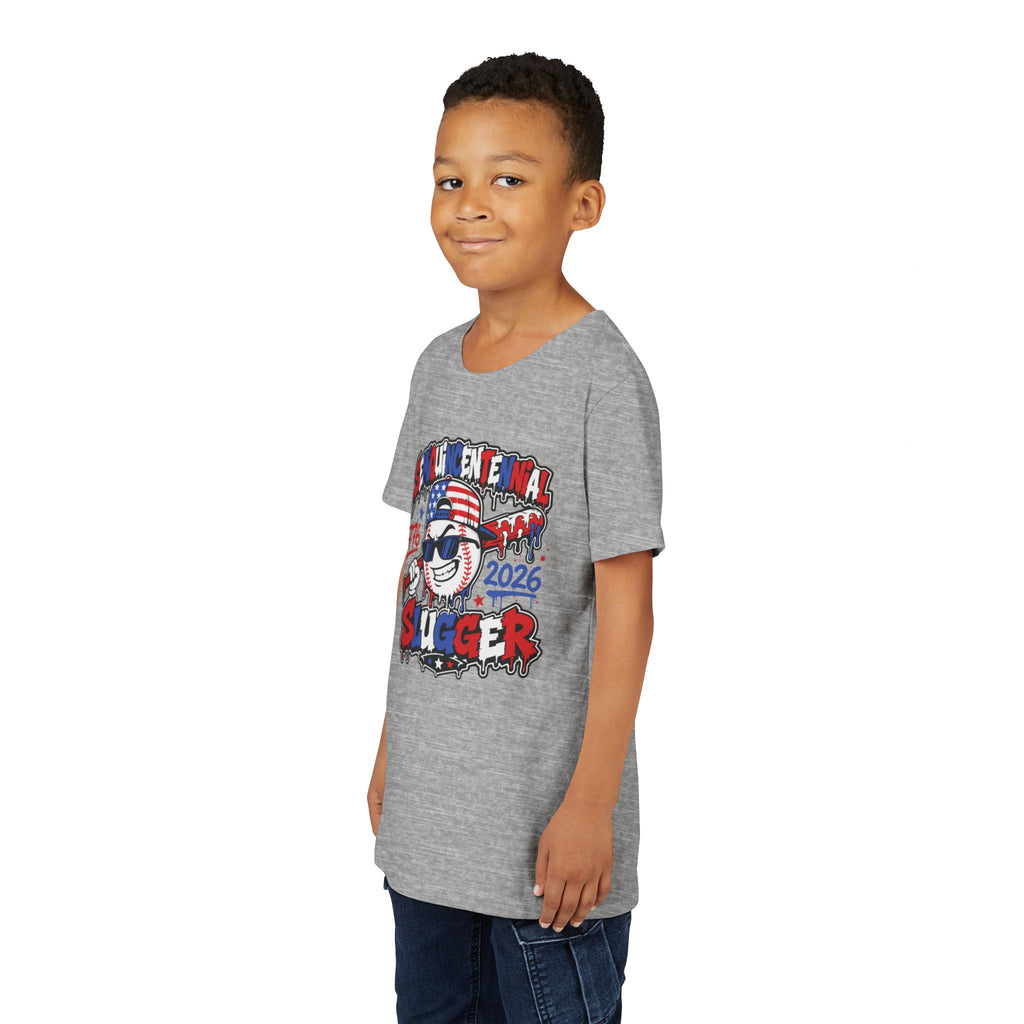 Youth Tee - 'Semiquincentennial Slugger 1776-2026' Patriotic 250th Anniversary Baseball Shirt