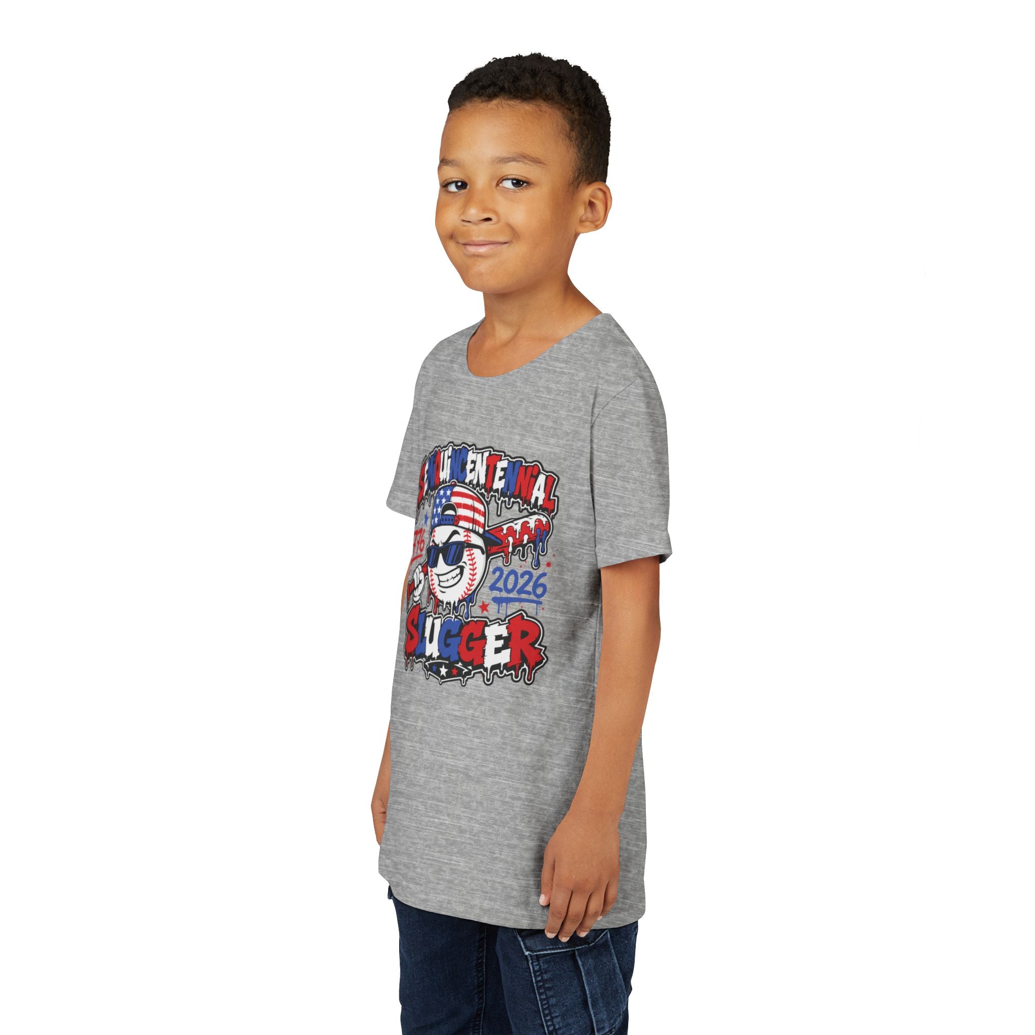 Youth Tee - 'Semiquincentennial Slugger 1776-2026' Patriotic 250th Anniversary Baseball Shirt