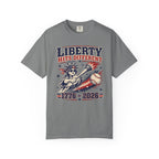 Liberty Hits Different T-Shirt — 1776–2026 Patriotic Statue of Liberty Baseball Tee