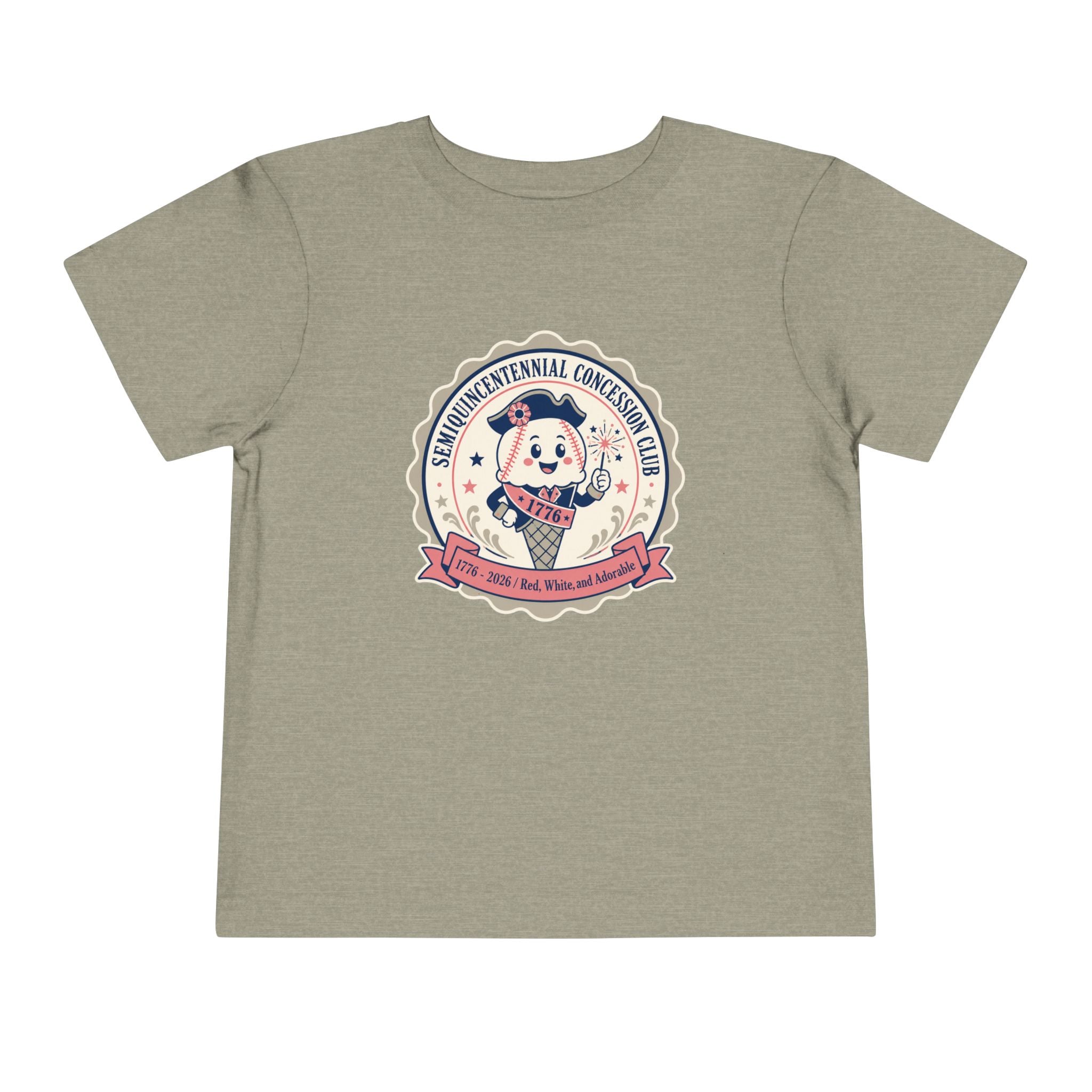 Retro Ice Cream Mascot Toddler Tee – Semiquincentennial Concession Club Kids Shirt (1776–2026)