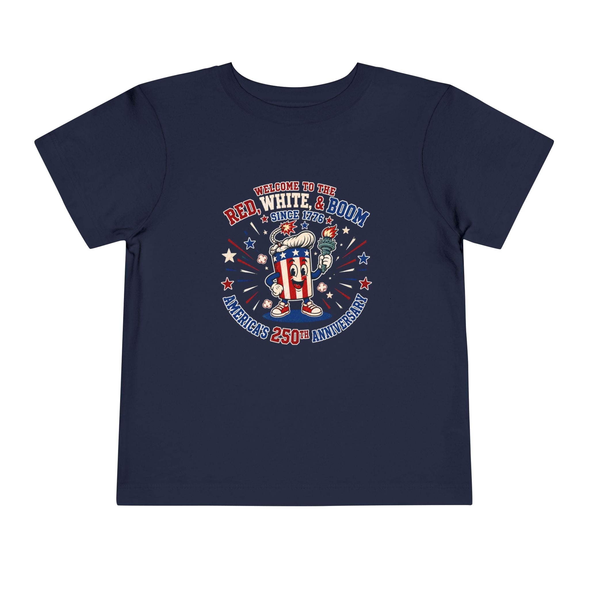 Toddler Tee - "Red, White & Boom" America's 250th Anniversary Patriotic Shirt