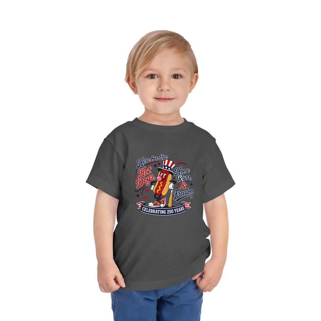 Patriotic 'Here for the Hot Dogs' Toddler Tee — 4th of July Kids Shirt