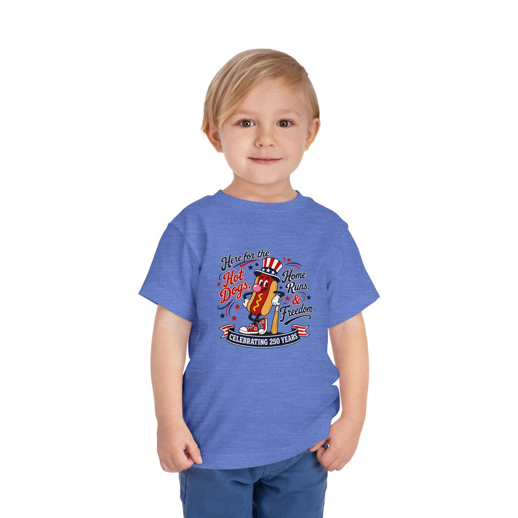 Patriotic 'Here for the Hot Dogs' Toddler Tee — 4th of July Kids Shirt