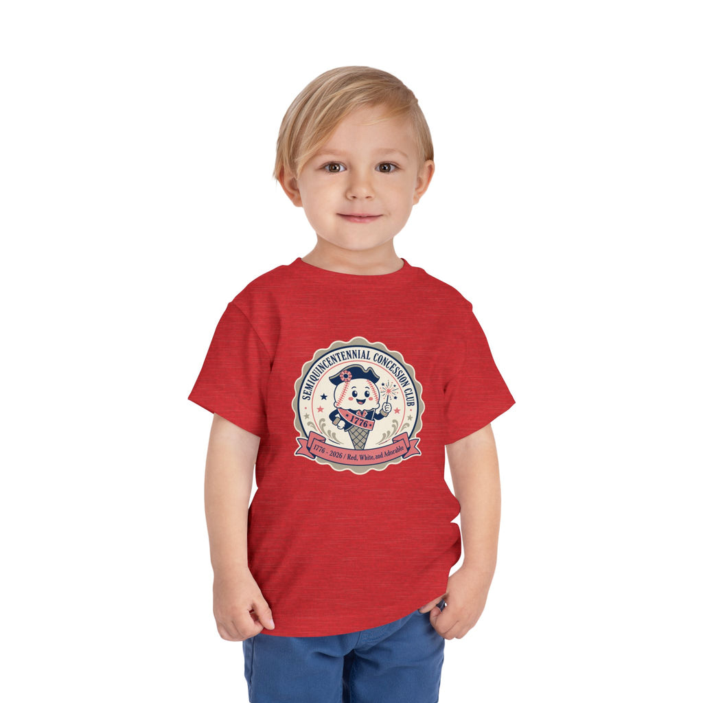 Retro Ice Cream Mascot Toddler Tee – Semiquincentennial Concession Club Kids Shirt (1776–2026)
