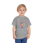 Retro Popcorn Toddler Tee — “Poppin’ Into Freedom” 250th Anniversary Patriotic Popcorn Graphic