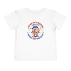 Retro Popcorn Toddler Tee — “Poppin’ Into Freedom” 250th Anniversary Patriotic Popcorn Graphic