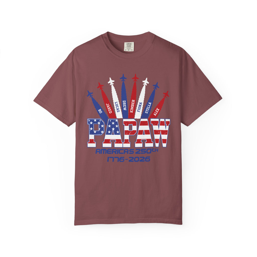 Custom Papaw 250th Anniversary T-Shirt — Patriotic Jet Tribute (1776–2026)