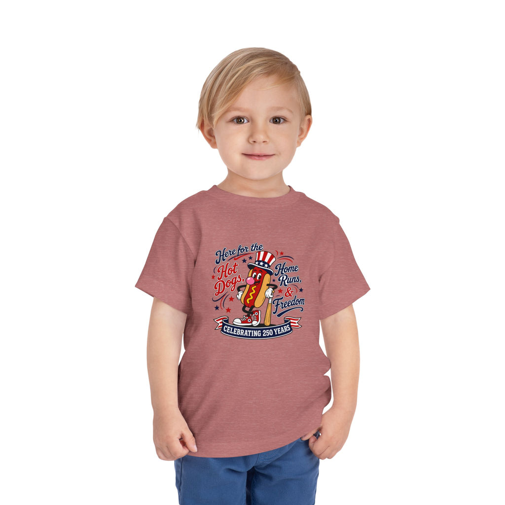 Patriotic 'Here for the Hot Dogs' Toddler Tee — 4th of July Kids Shirt
