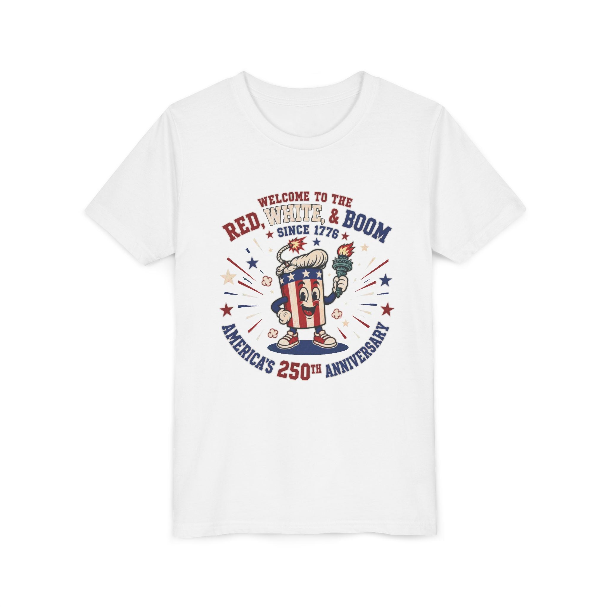 Youth Tee - "Red, White & Boom" America’s 250th Anniversary Patriotic Tee