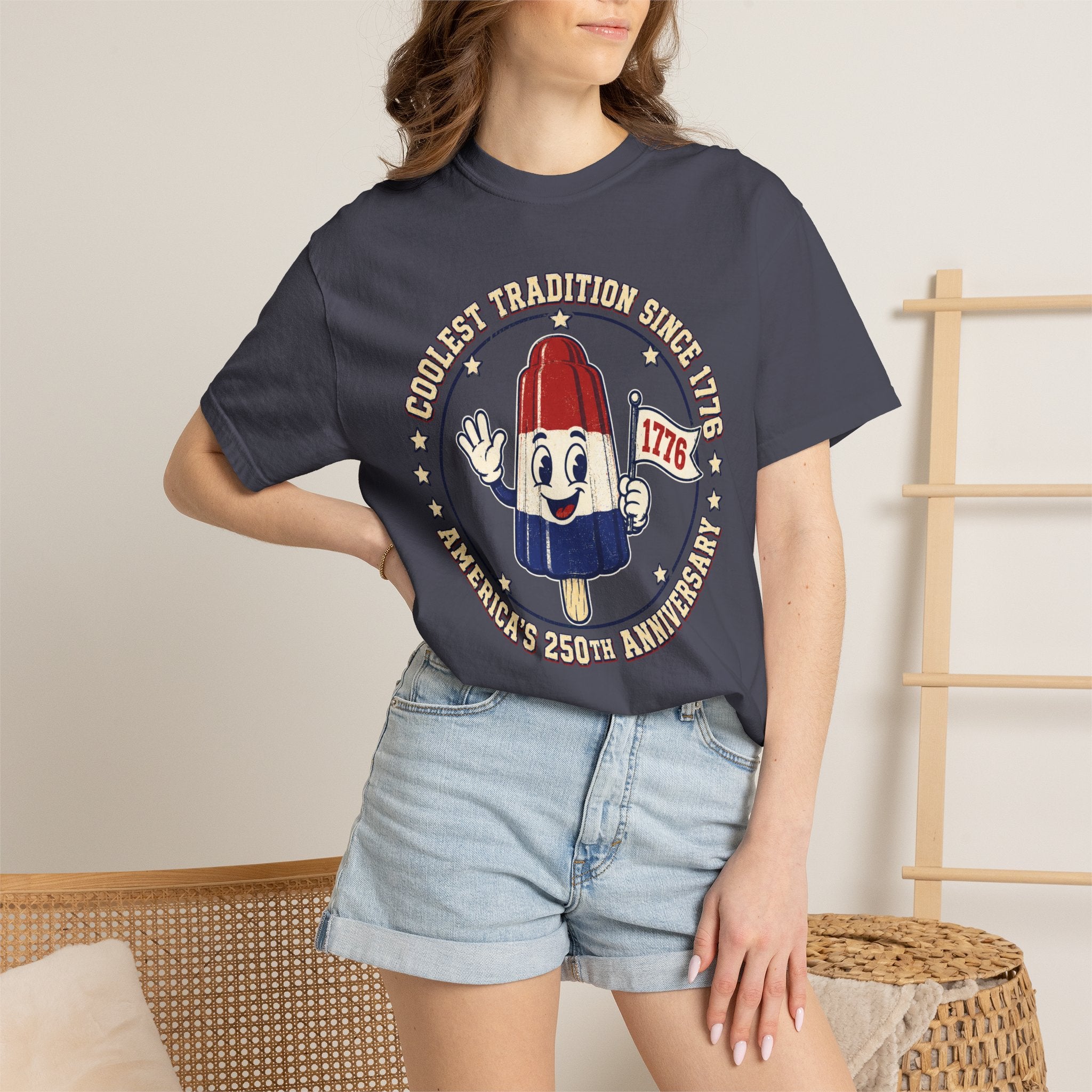 Patriotic Rocket Pop Tee — "Coolest Tradition Since 1776" 250th Anniversary