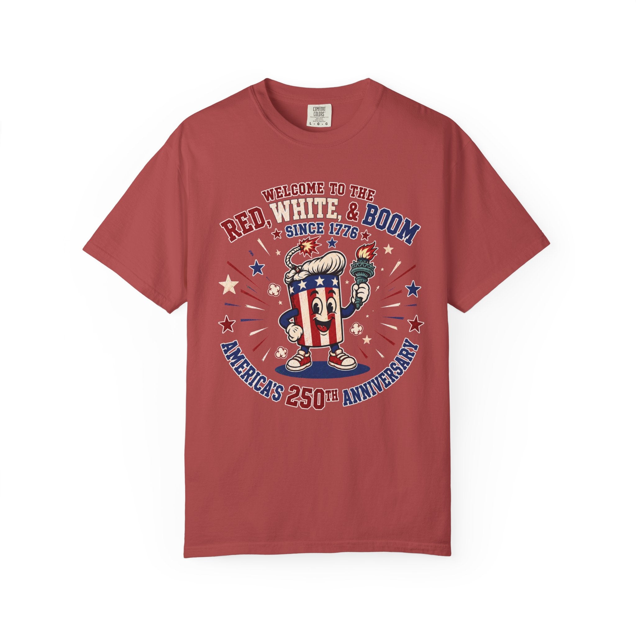 T-Shirt — "Red, White & Boom" America's 250th Anniversary Patriotic Tee