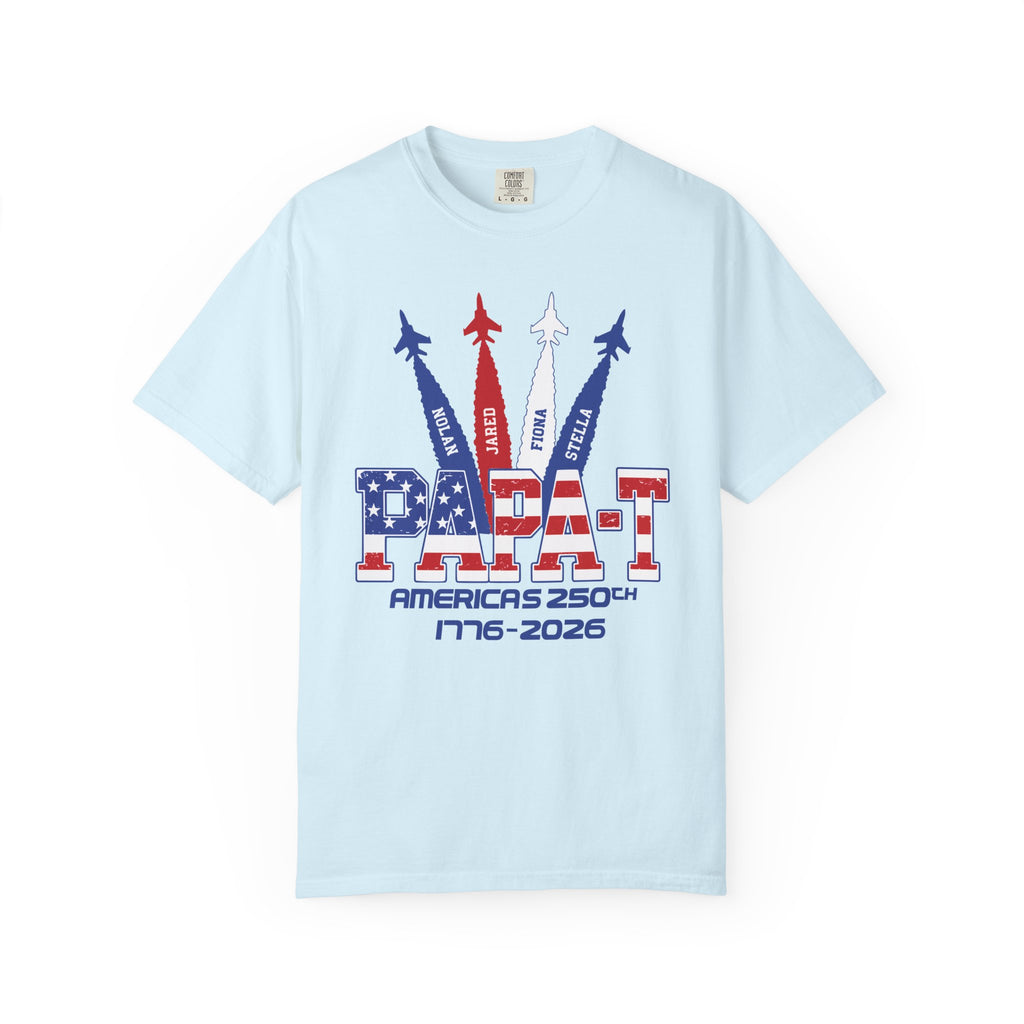 Custom Papa 250th Anniversary T-Shirt — Patriotic Jet Tribute (1776–2026)