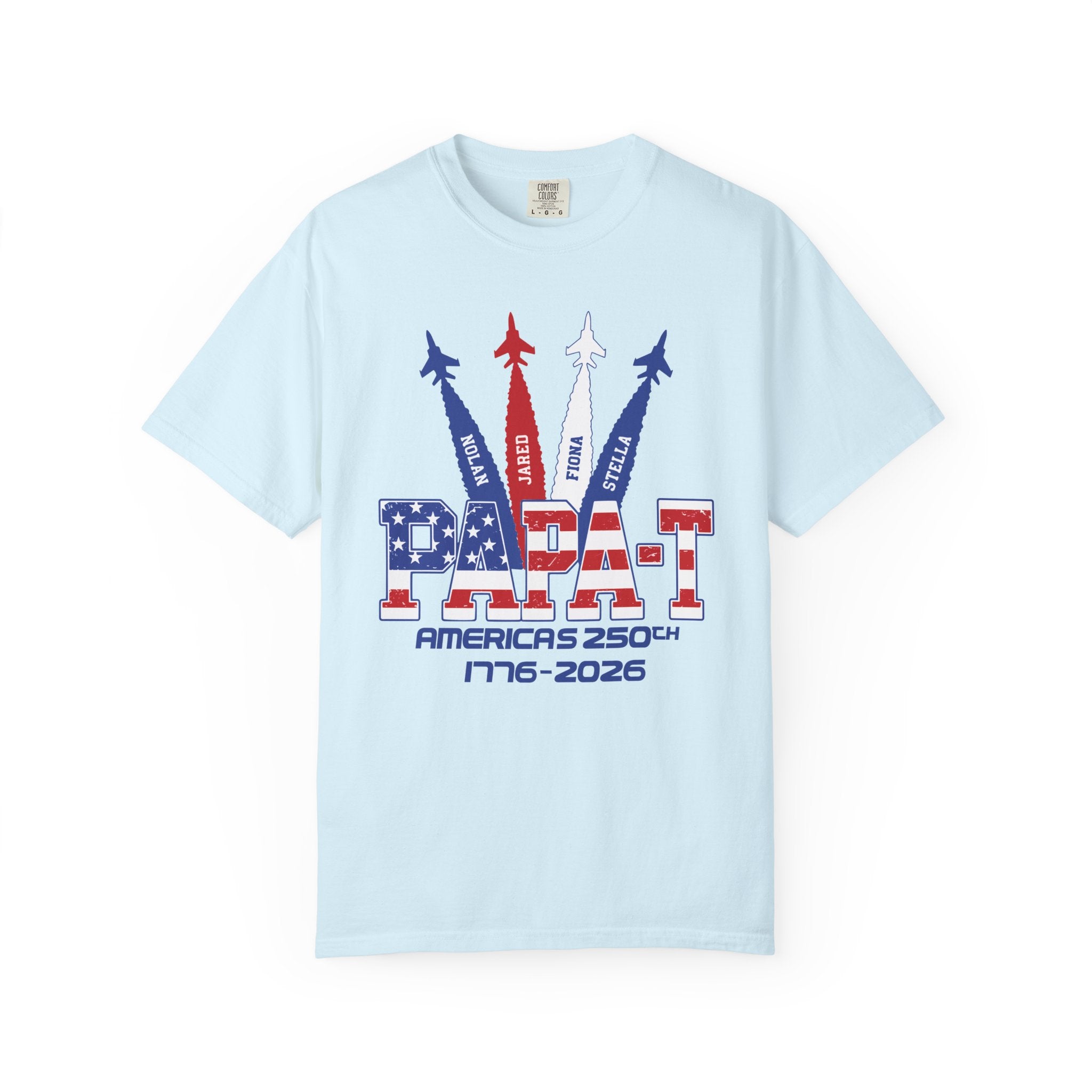 Custom Papa 250th Anniversary T-Shirt — Patriotic Jet Tribute (1776–2026)