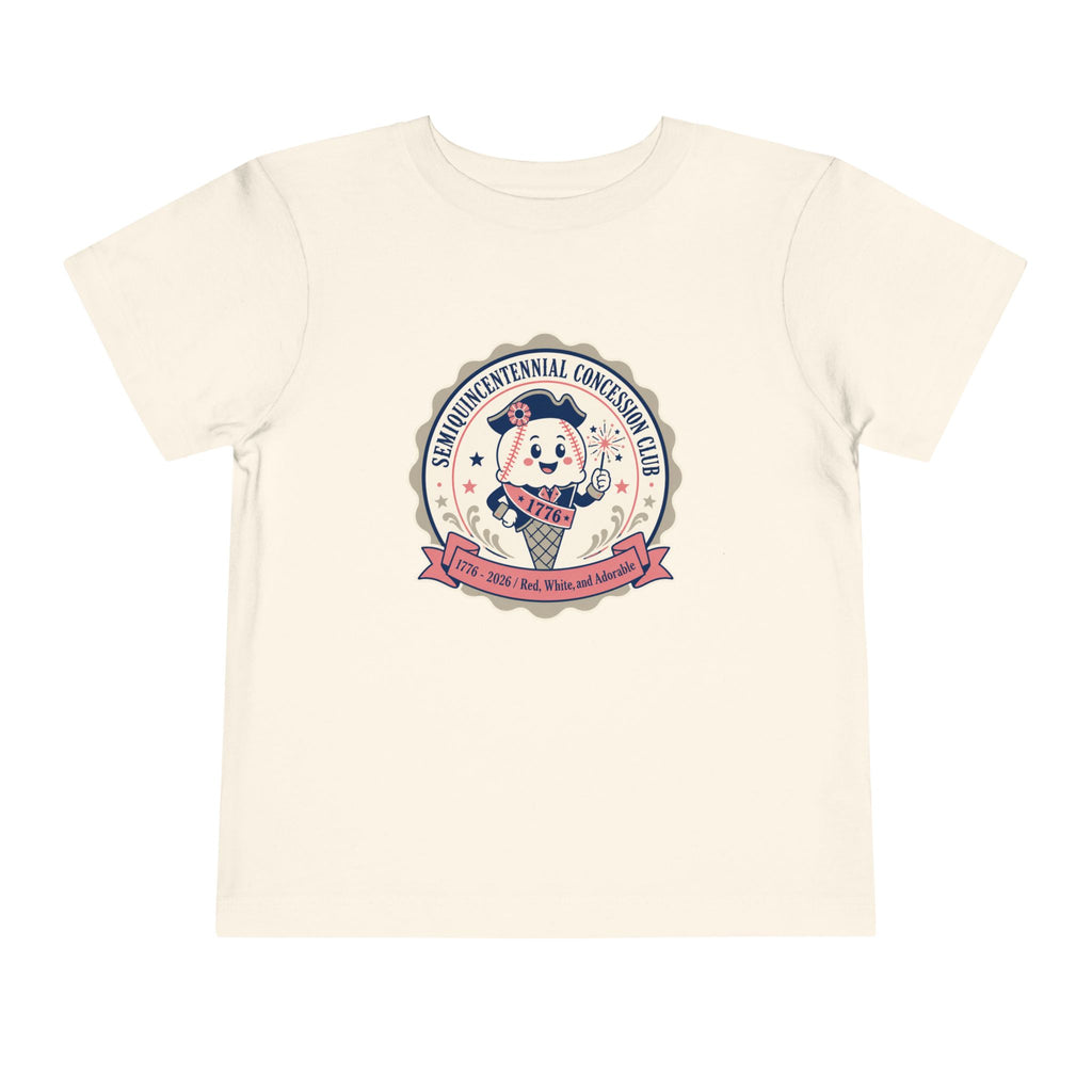 Retro Ice Cream Mascot Toddler Tee – Semiquincentennial Concession Club Kids Shirt (1776–2026)
