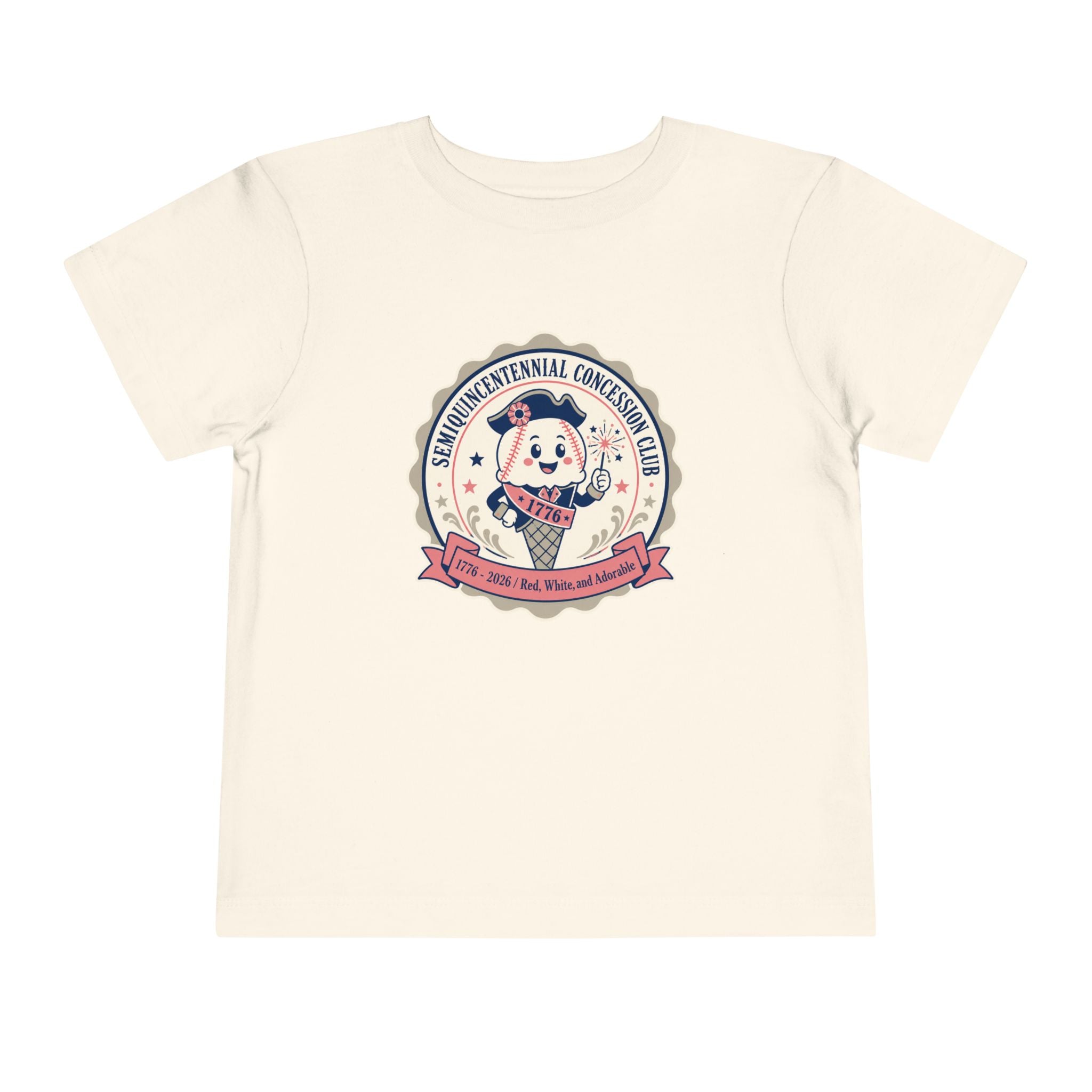 Retro Ice Cream Mascot Toddler Tee – Semiquincentennial Concession Club Kids Shirt (1776–2026)
