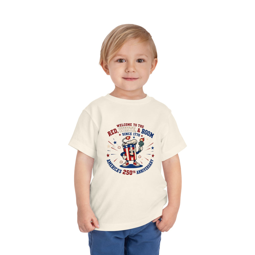 Toddler Tee - "Red, White & Boom" America's 250th Anniversary Patriotic Shirt