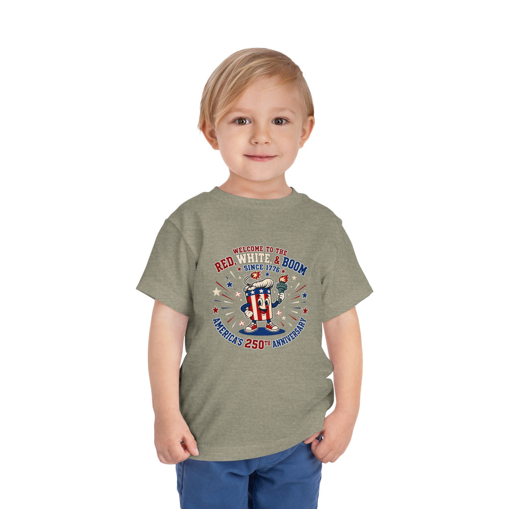 Toddler Tee - "Red, White & Boom" America's 250th Anniversary Patriotic Shirt