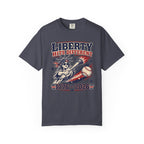 Liberty Hits Different T-Shirt — 1776–2026 Patriotic Statue of Liberty Baseball Tee