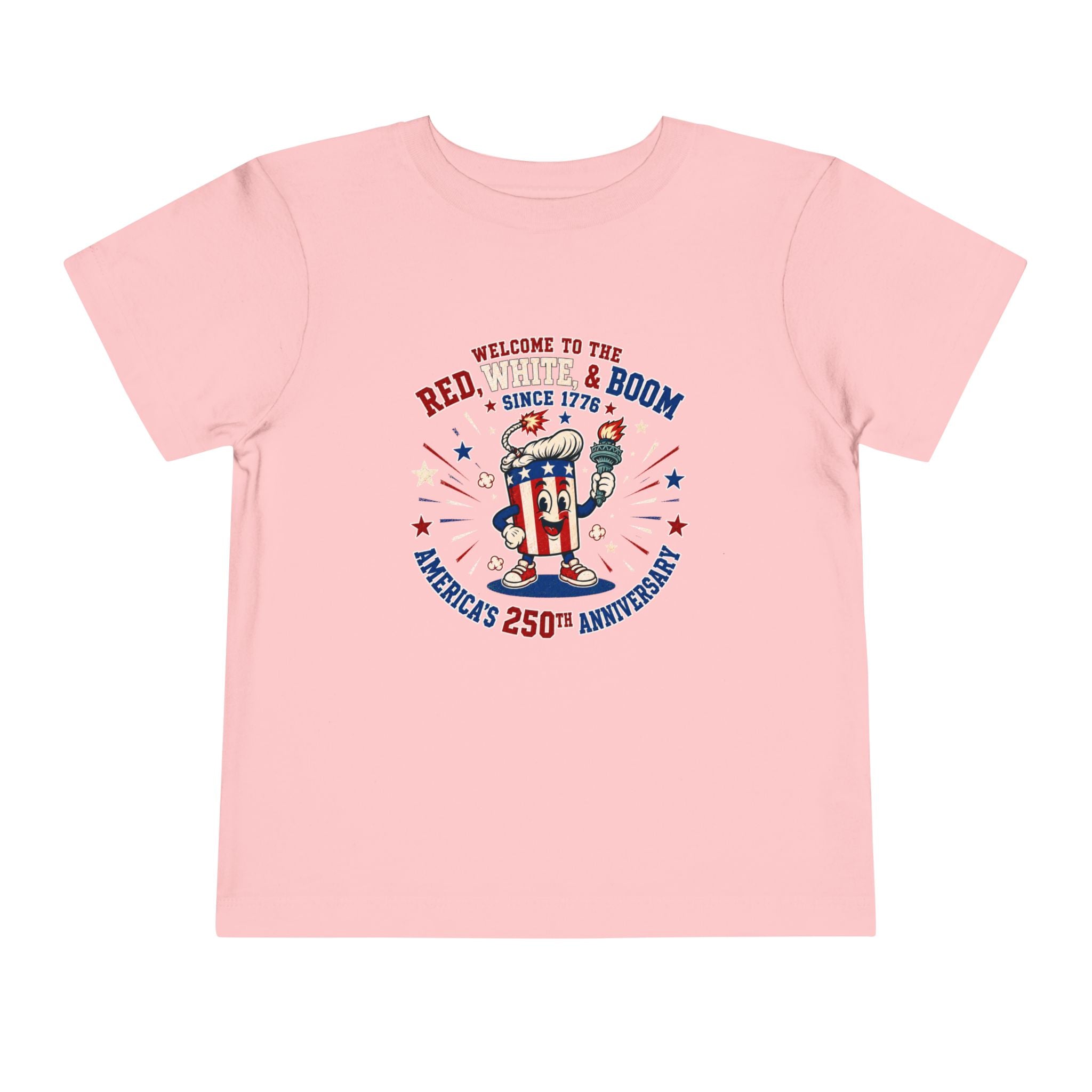 Toddler Tee - "Red, White & Boom" America's 250th Anniversary Patriotic Shirt