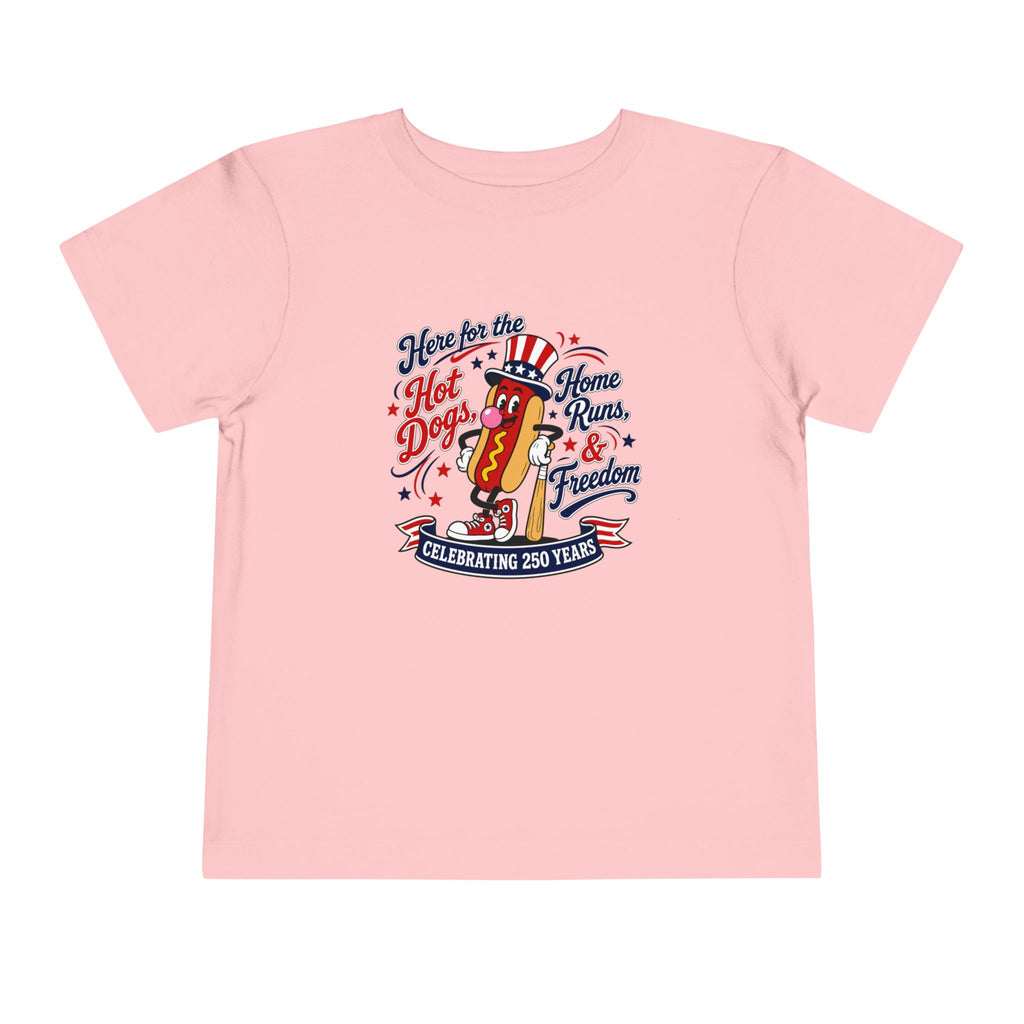Patriotic 'Here for the Hot Dogs' Toddler Tee — 4th of July Kids Shirt