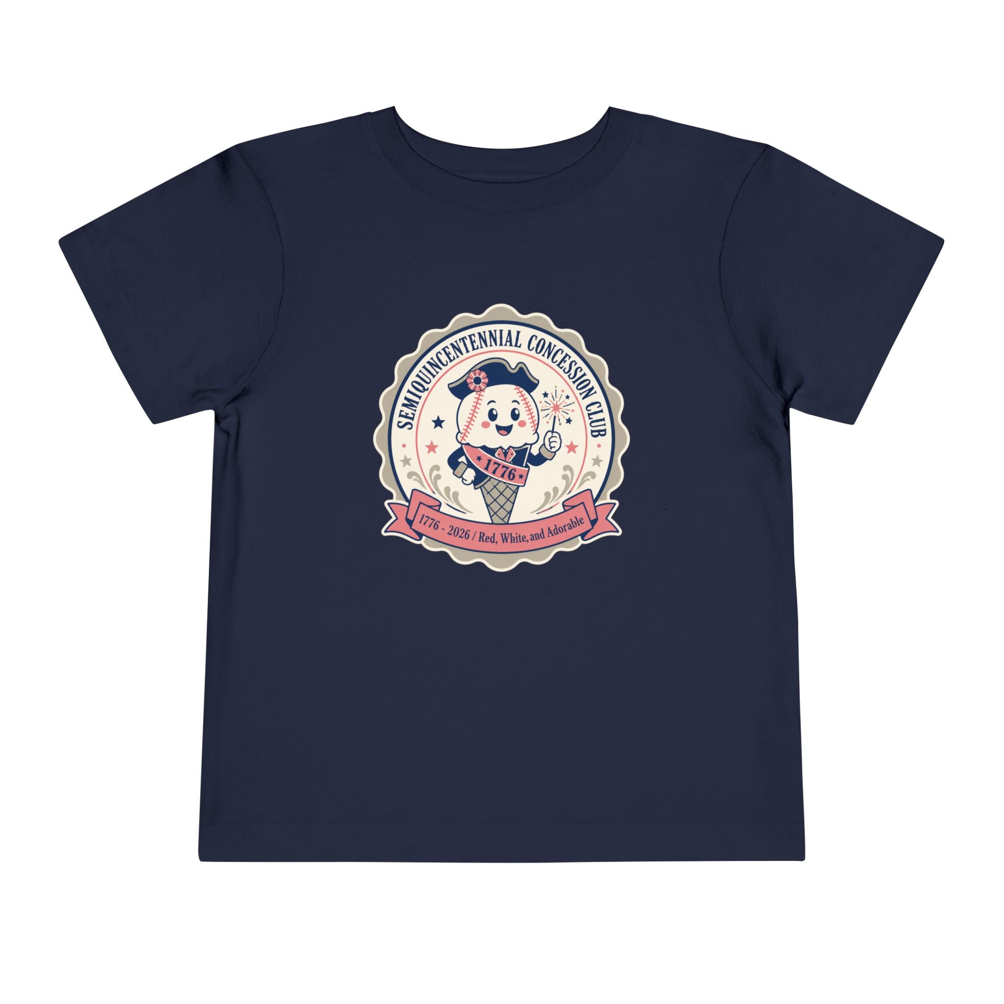 Retro Ice Cream Mascot Toddler Tee – Semiquincentennial Concession Club Kids Shirt (1776–2026)