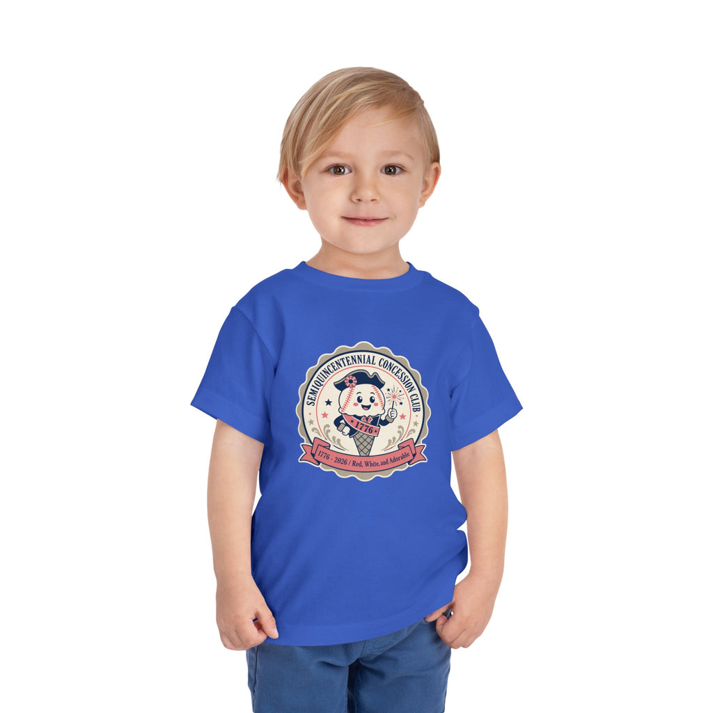 Retro Ice Cream Mascot Toddler Tee – Semiquincentennial Concession Club Kids Shirt (1776–2026)